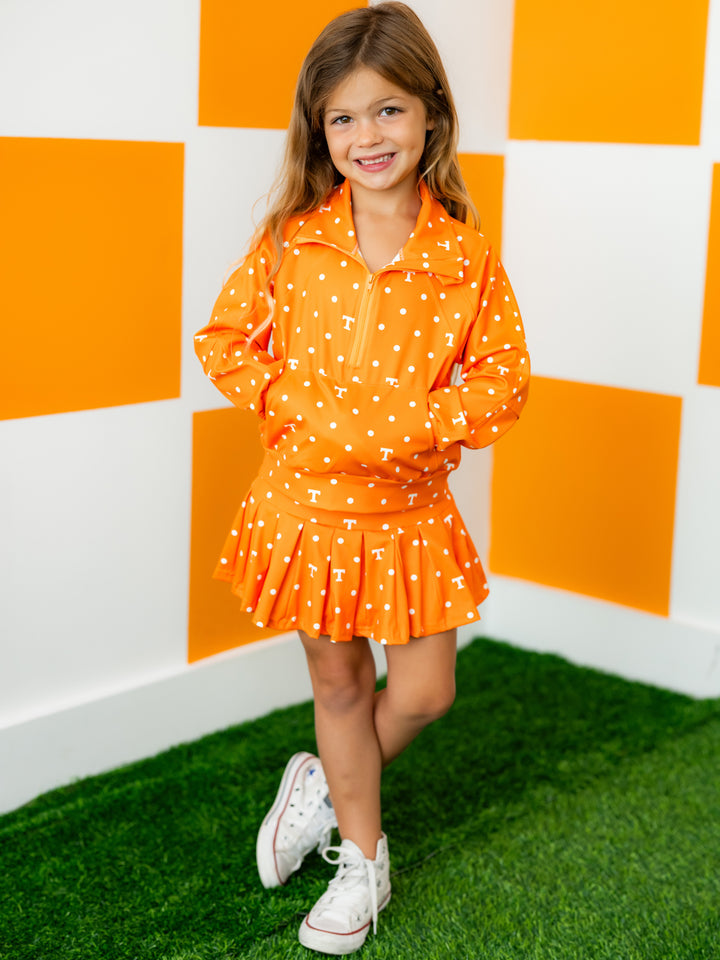 Polka Dot Power T Quarter Zip Pleated Skort Set