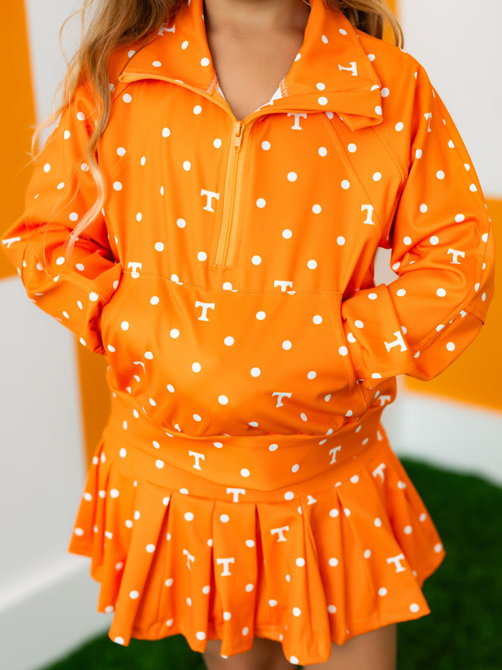 Polka Dot Power T Quarter Zip Pleated Skort Set