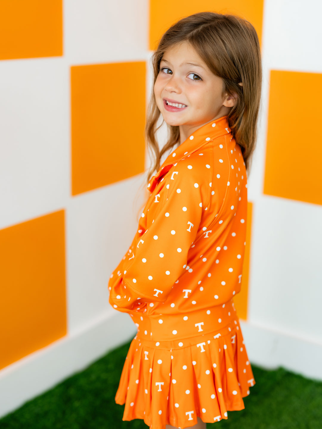 Polka Dot Power T Quarter Zip Pleated Skort Set
