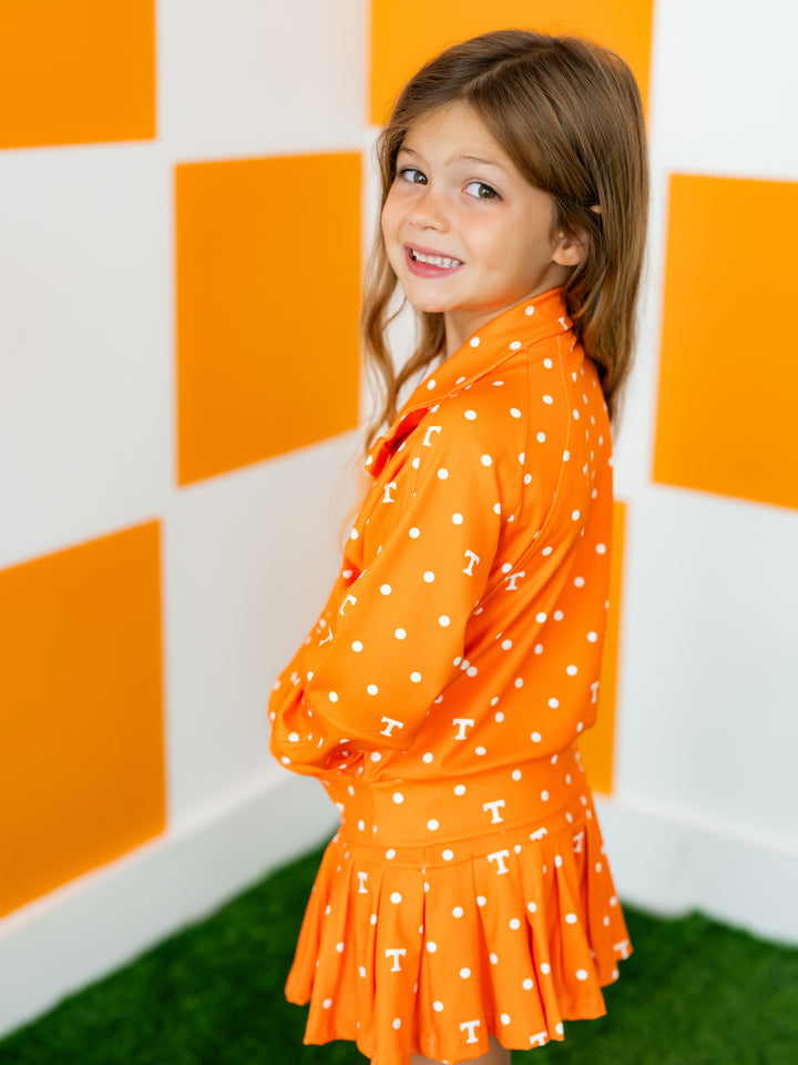 Polka Dot Power T Quarter Zip Pleated Skort Set