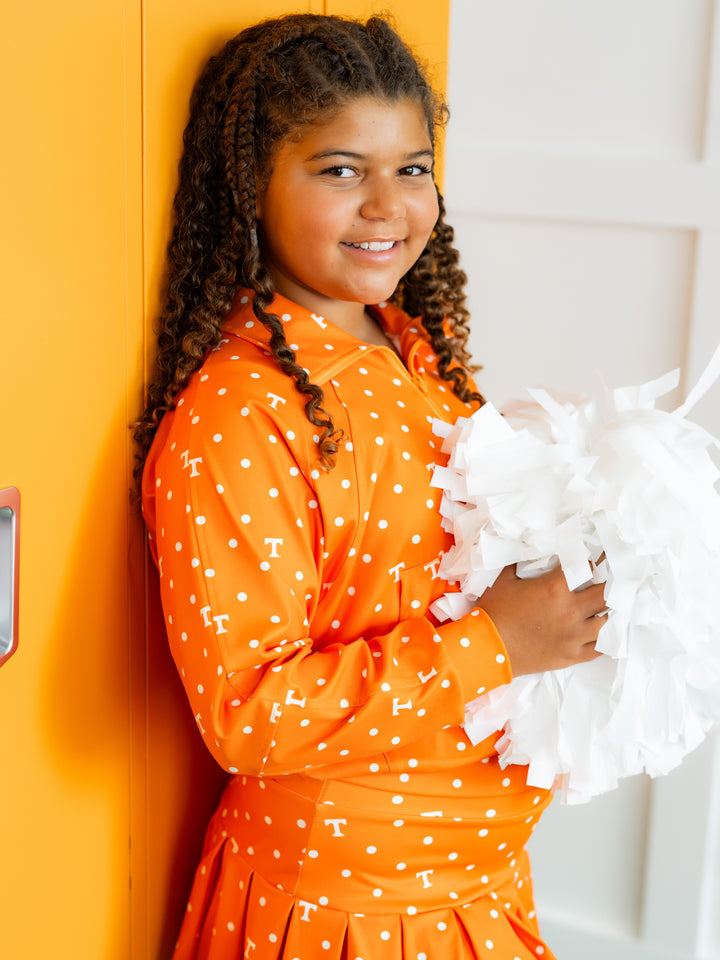 Polka Dot Power T Quarter Zip Pleated Skort Set