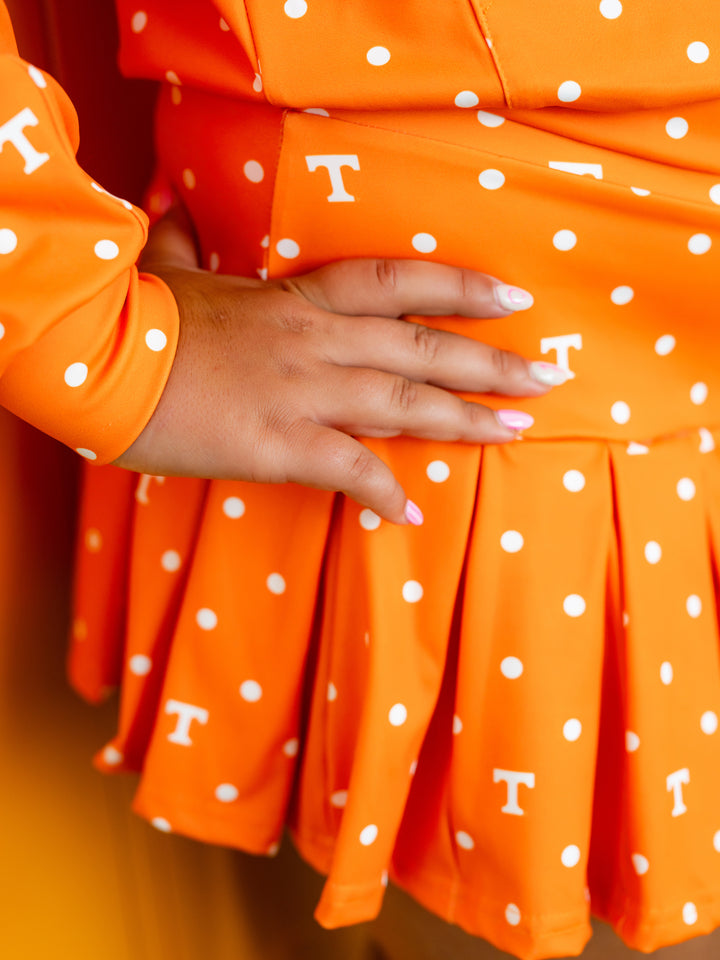 Polka Dot Power T Quarter Zip Pleated Skort Set