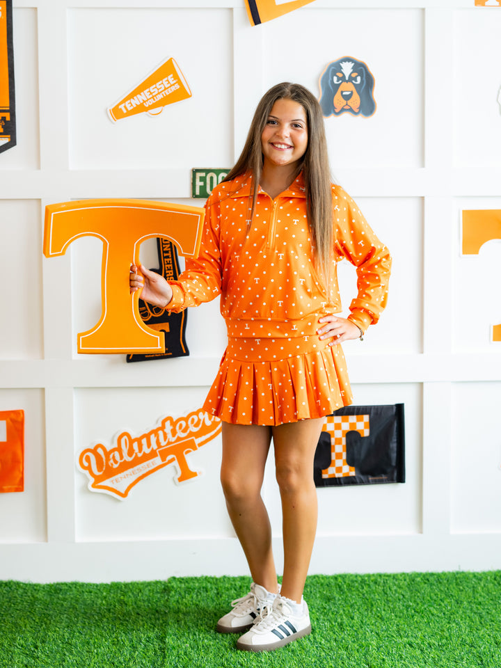 Polka Dot Power T Quarter Zip Pleated Skort Set