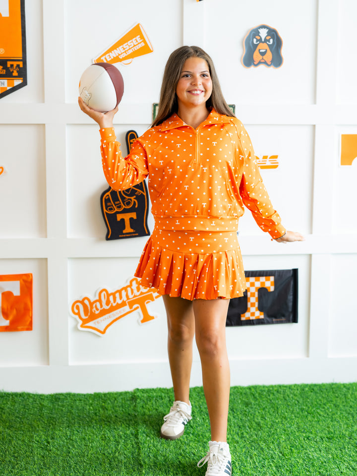 Polka Dot Power T Quarter Zip Pleated Skort Set