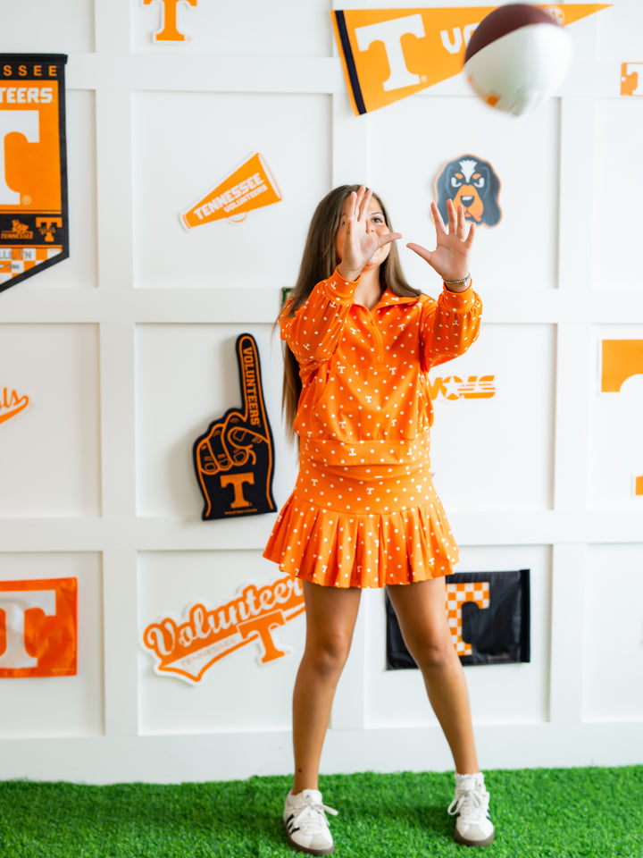 Polka Dot Power T Quarter Zip Pleated Skort Set