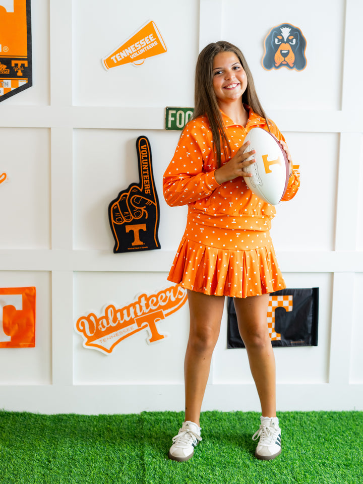 Polka Dot Power T Quarter Zip Pleated Skort Set