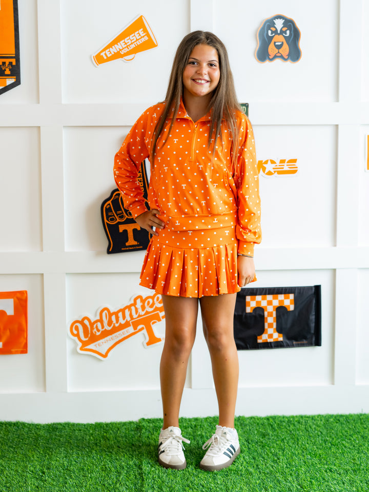Polka Dot Power T Quarter Zip Pleated Skort Set