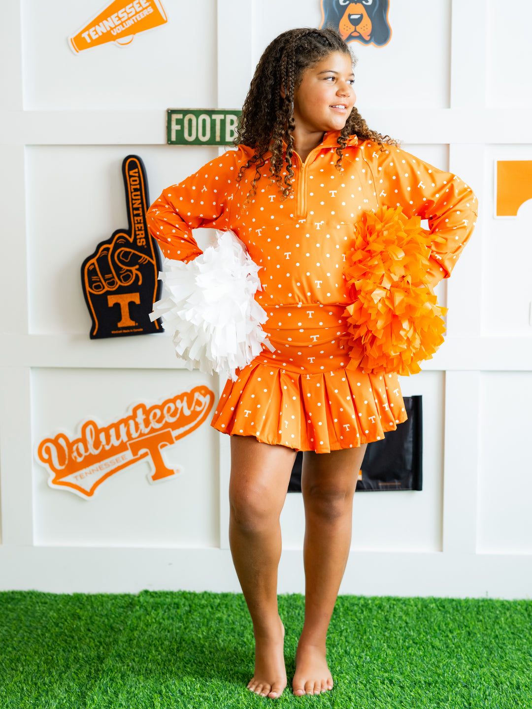 Polka Dot Power T Quarter Zip Pleated Skort Set