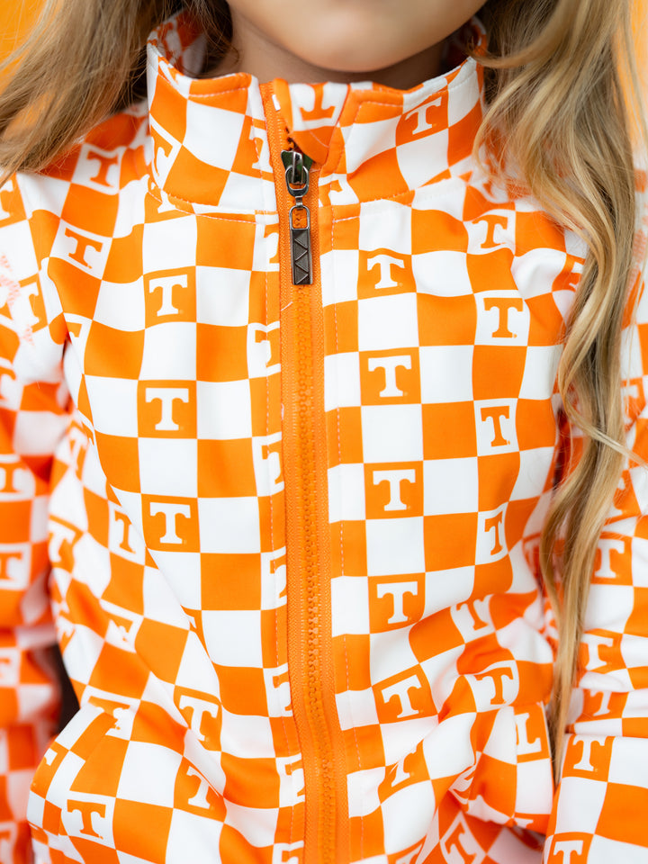 Little Vols Checkerboard Quarter Zip Flare Pant Set