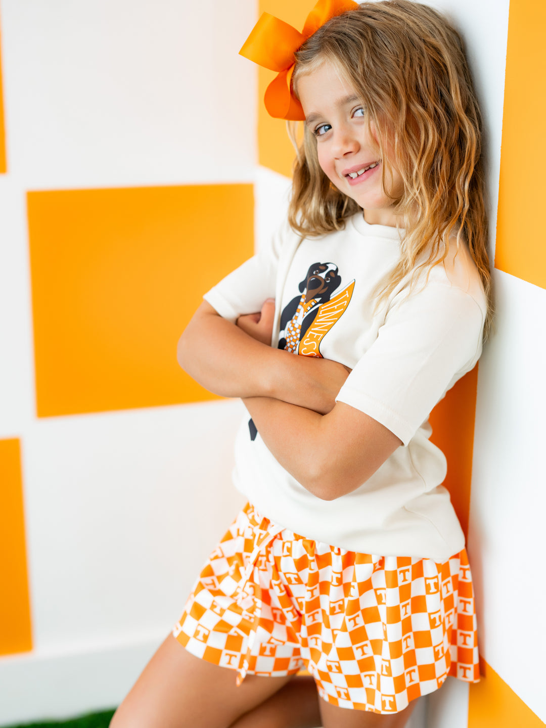 Little Vols Checkerboard Flutter Shorts