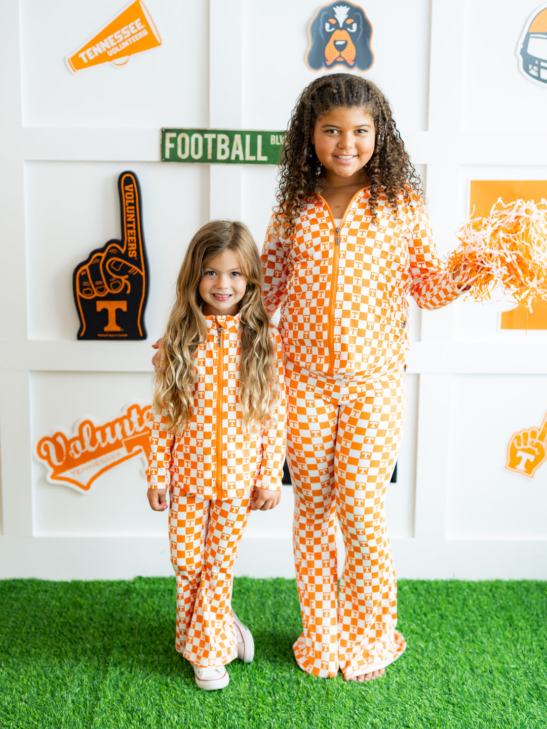Little Vols Checkerboard Quarter Zip Flare Pant Set