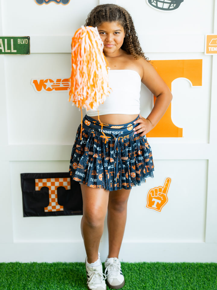 Dark Mode Vols Mesh Twirl Skirt