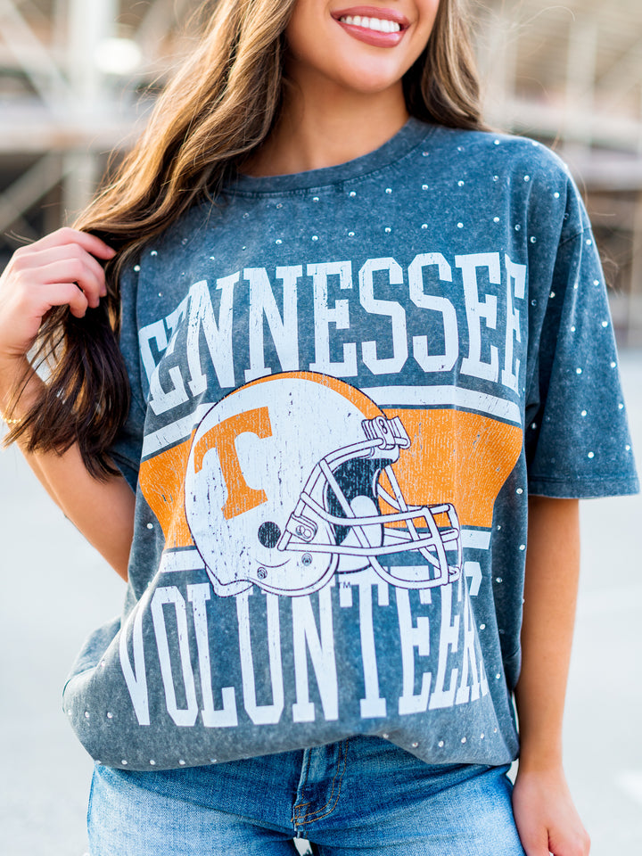 University of Tennessee Helmet All-Over Mini Rhinestone Tee