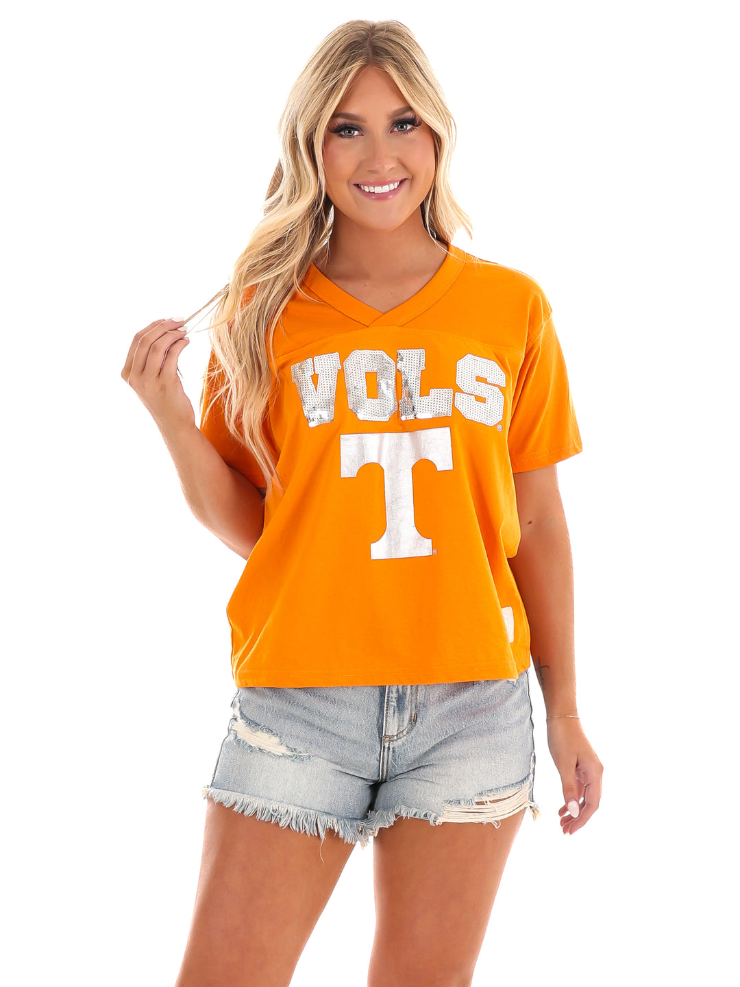 Sequin Vols Waist Length Jersey Top