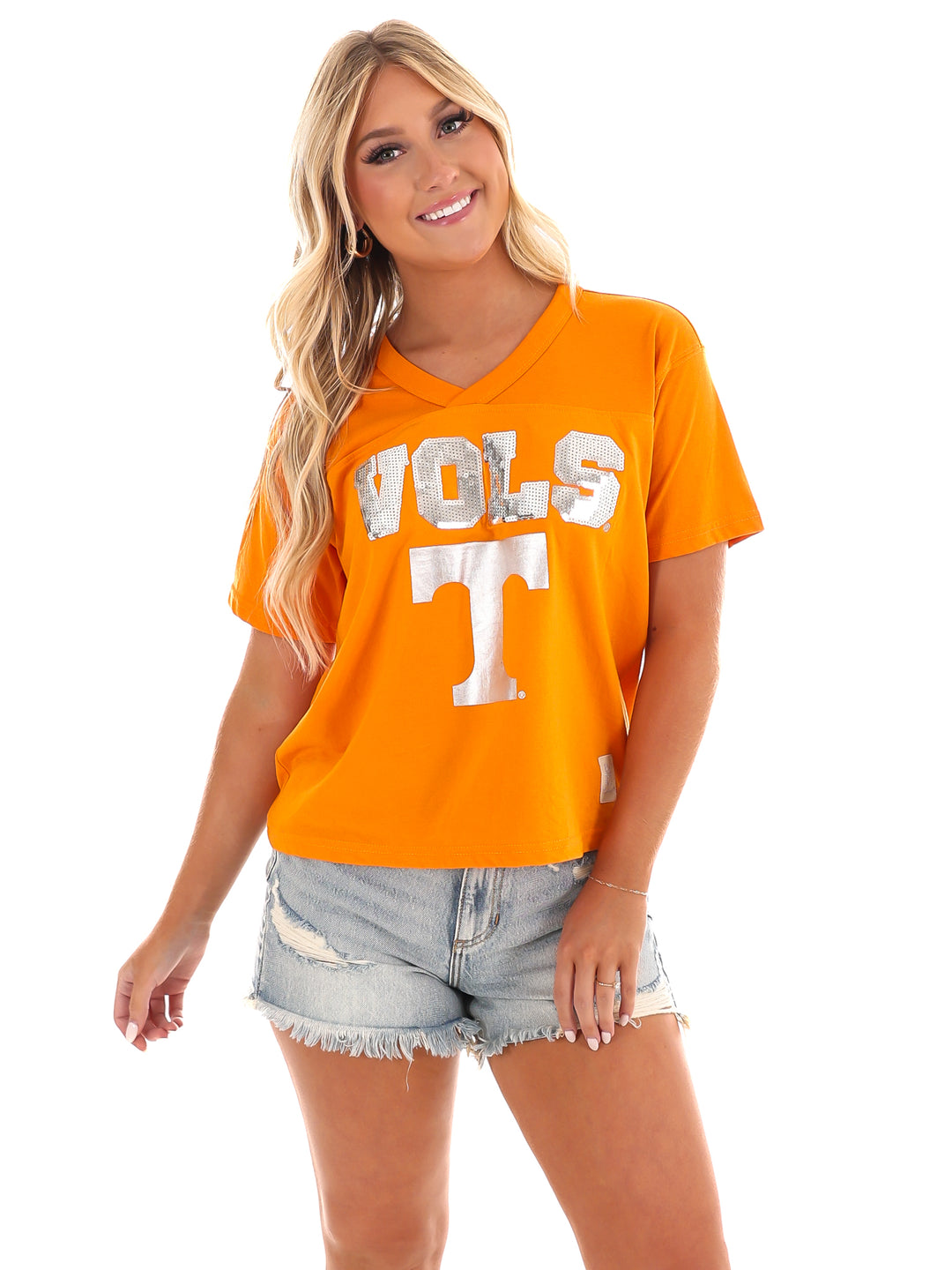 Sequin Vols Waist Length Jersey Top