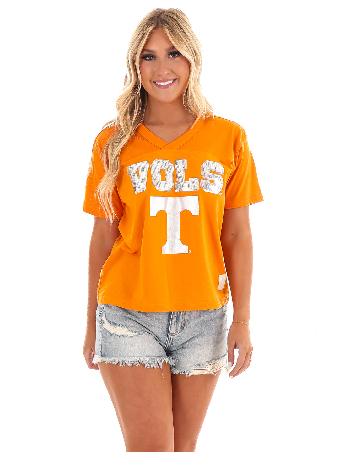 Sequin Vols Waist Length Jersey Top