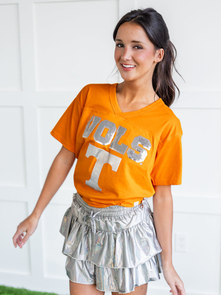 Sequin Vols Waist Length Jersey Top