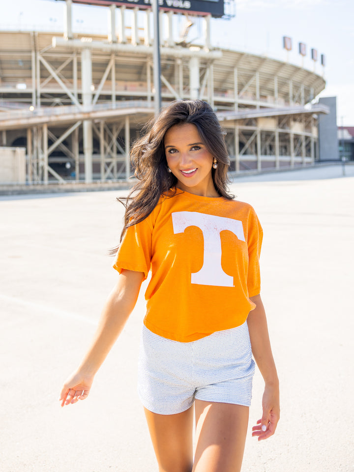 Tennessee Distressed Logo Crop Top