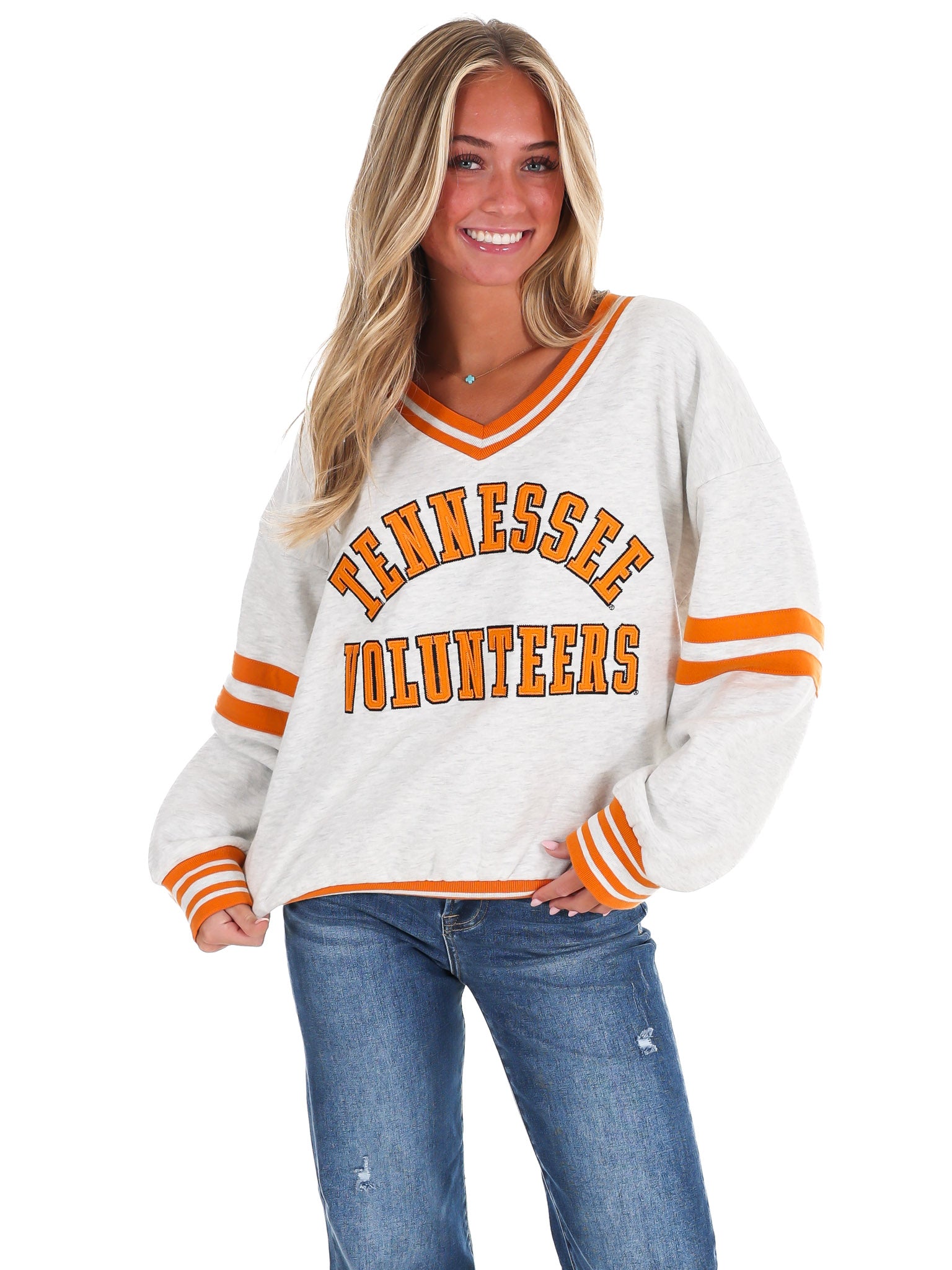 Tennessee Tackle Twill Oates V-Neck Oversized Sweatshirt – Josie's