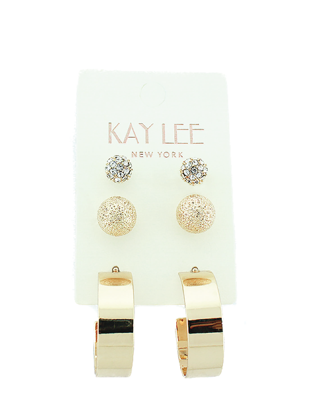 Gold 3 Pair Earring Set