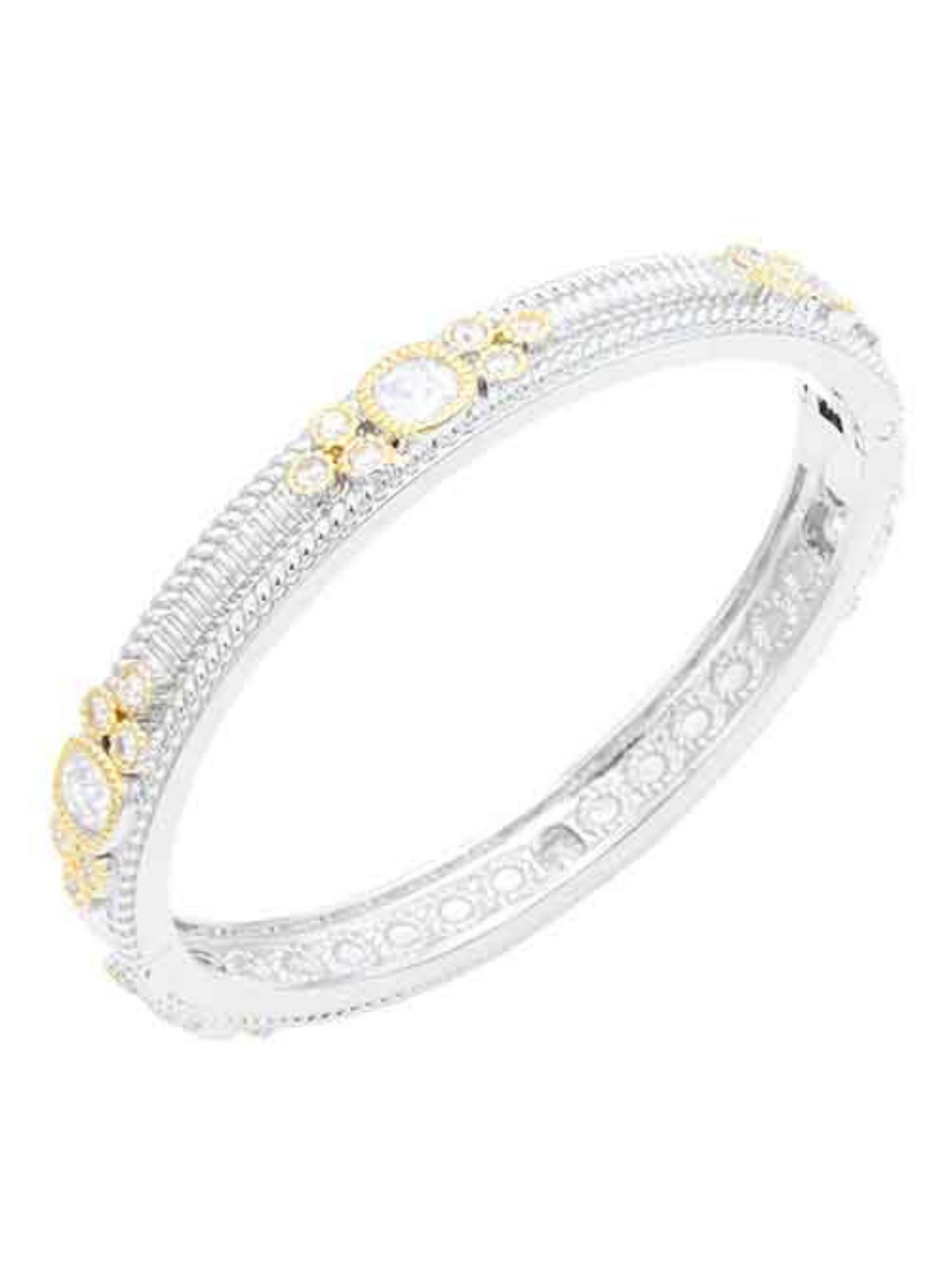 Two-Tone CZ Cable Cuff Bracelet