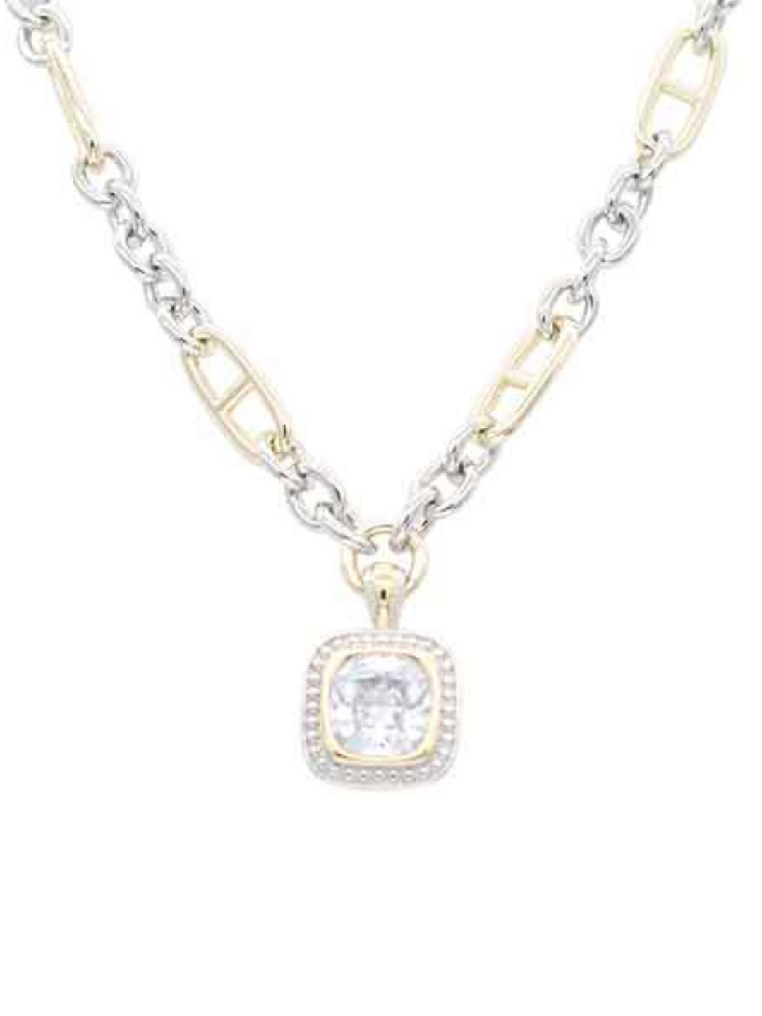 Two Tone Chainlink Cubic Zirconia Necklace