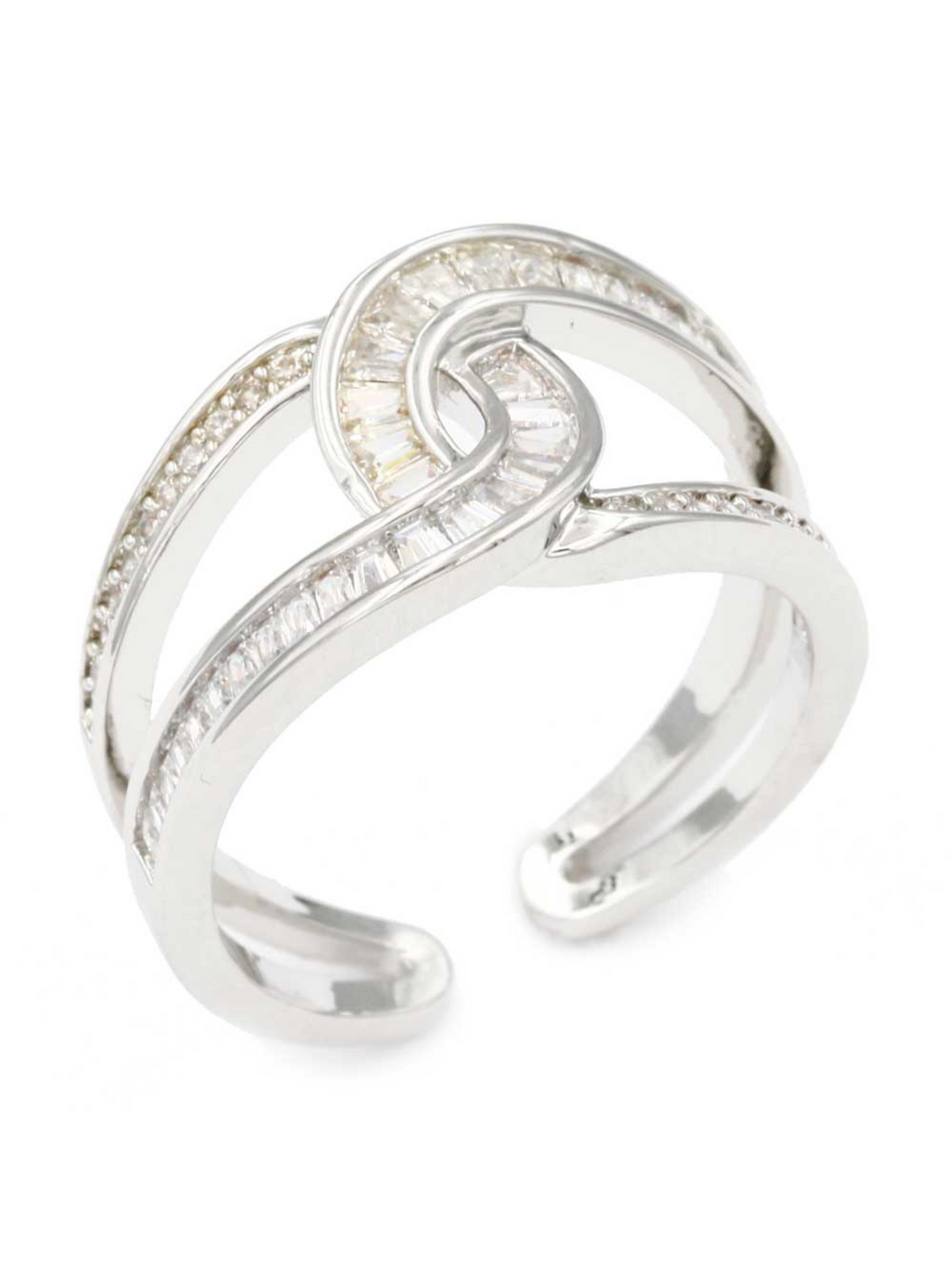 Criss Cross CZ Adjustable Ring