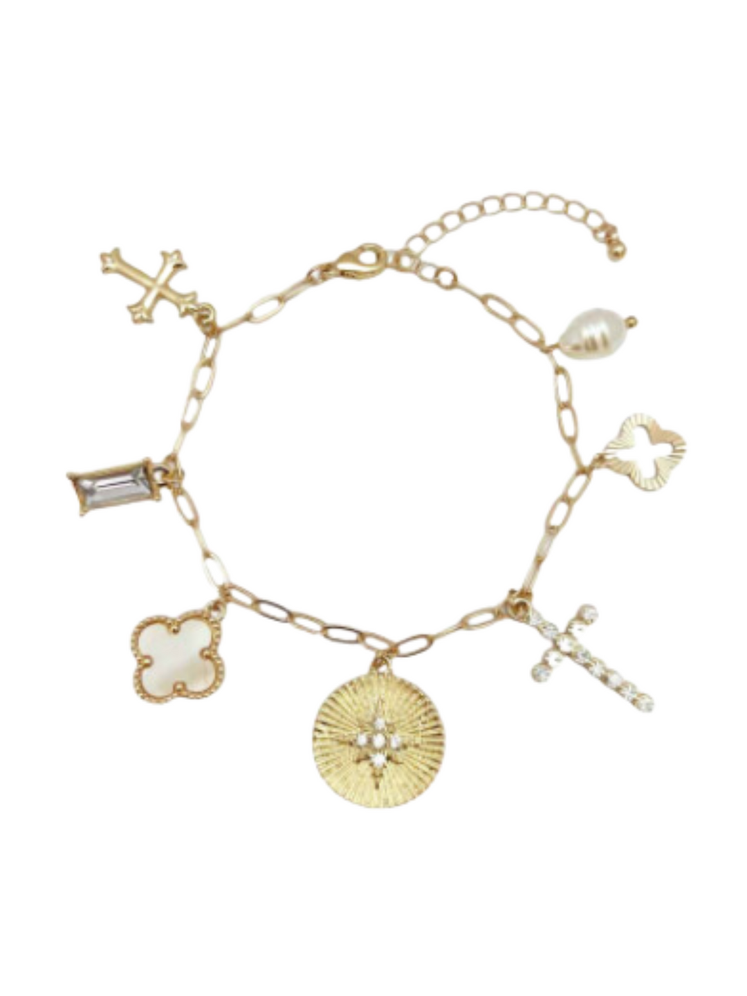 Clover Cross Star Charm Bracelet