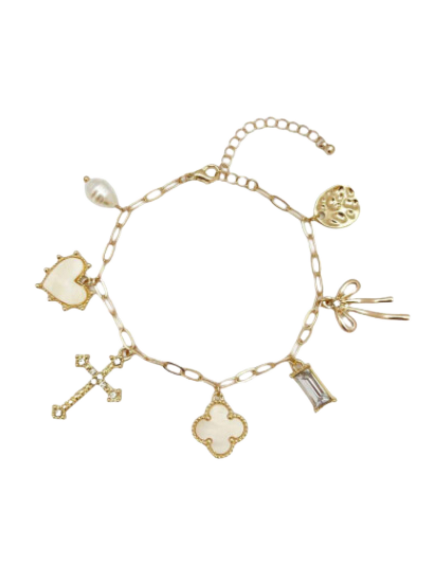 Clover Cross Ribbon Charm Bracelet