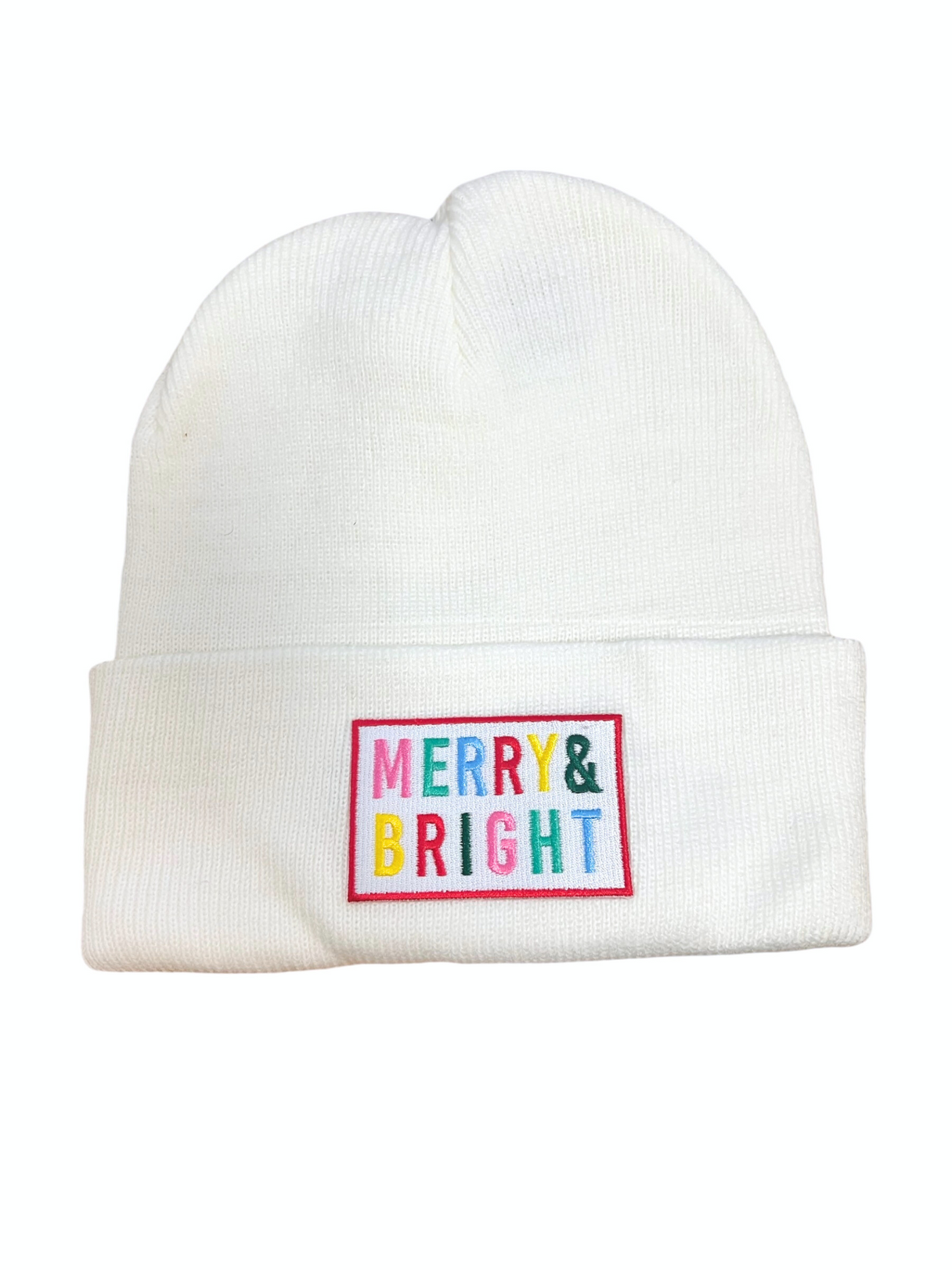 Merry & Bright Embroidered Patch Beanie