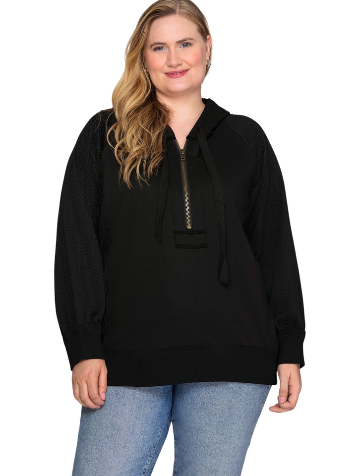 Curvy Zip & Go Contrast Hoodie