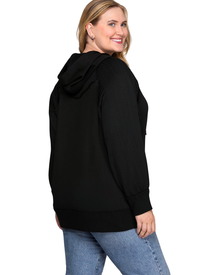 Curvy Zip & Go Contrast Hoodie