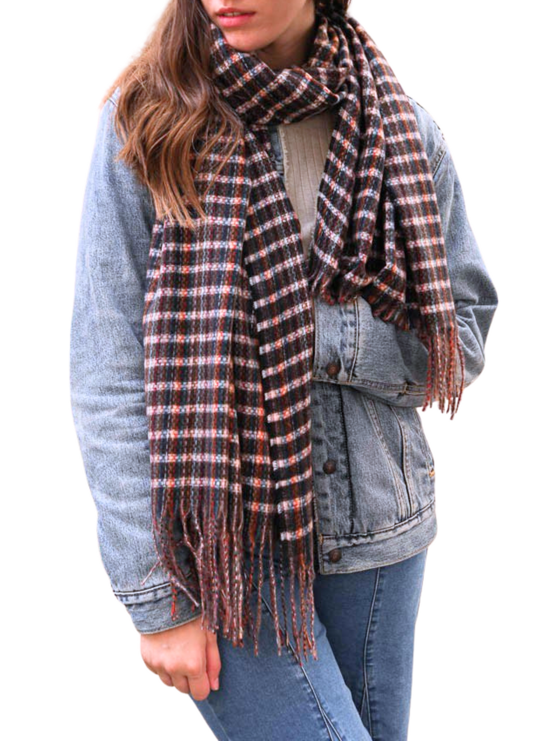 Tartan Woven Tassel Scarf