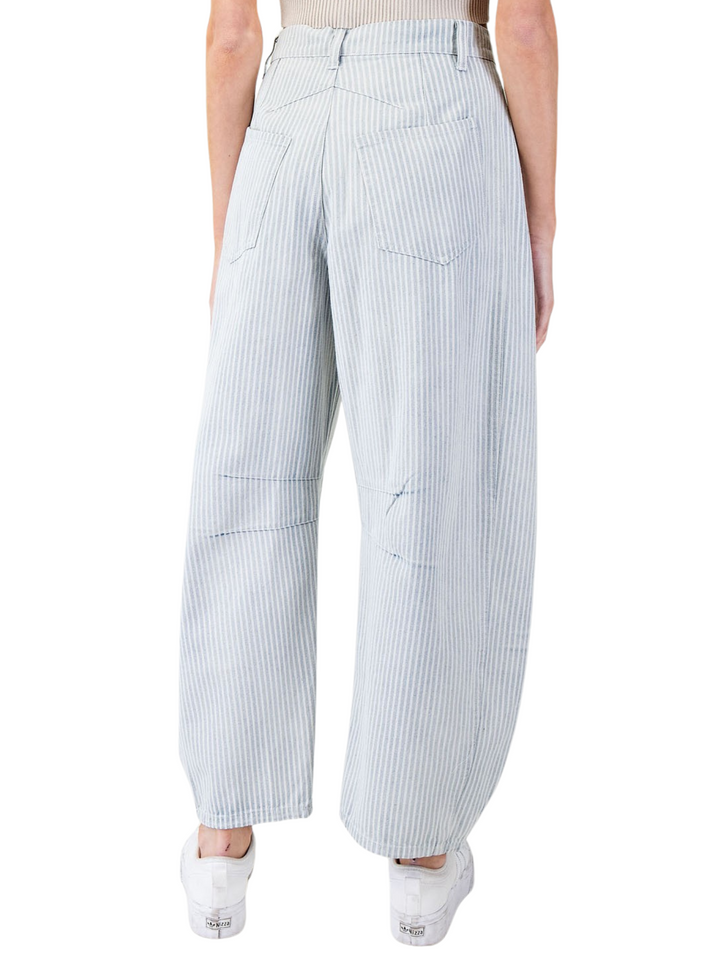 Little Moments Pinstriped Barrel Jeans