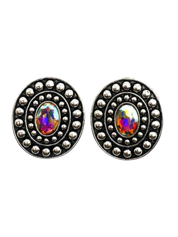 Western Oval Concho Post Earrings