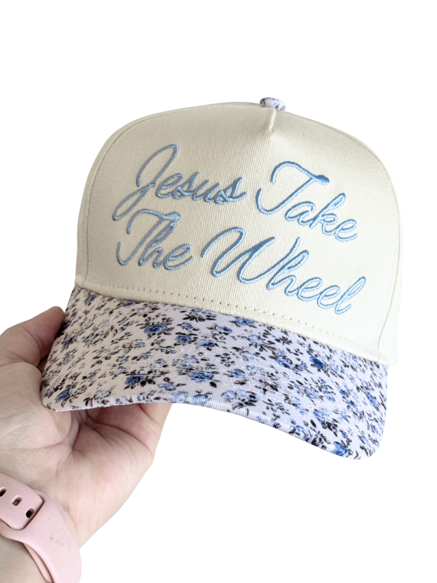 Jesus Take the Wheel Floral Trucker Hat