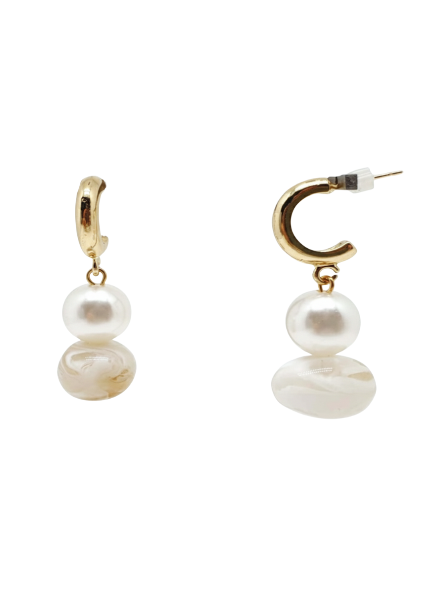 Stone & Pearl Dangle Earrings