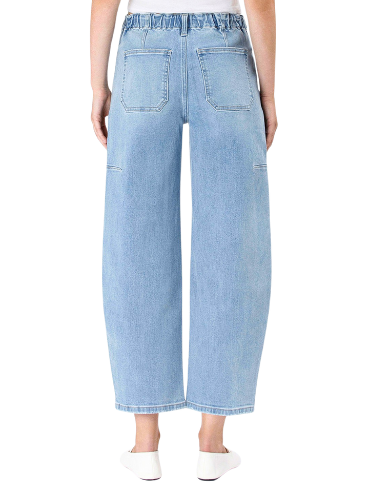 Super High Rise Elastic Band Barrel Jeans