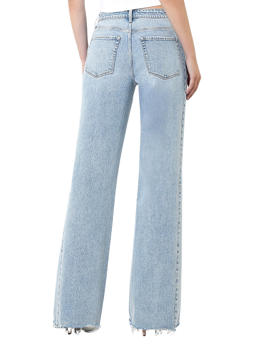 Super High Rise Uneven Raw Hem Vintage Flare Jeans