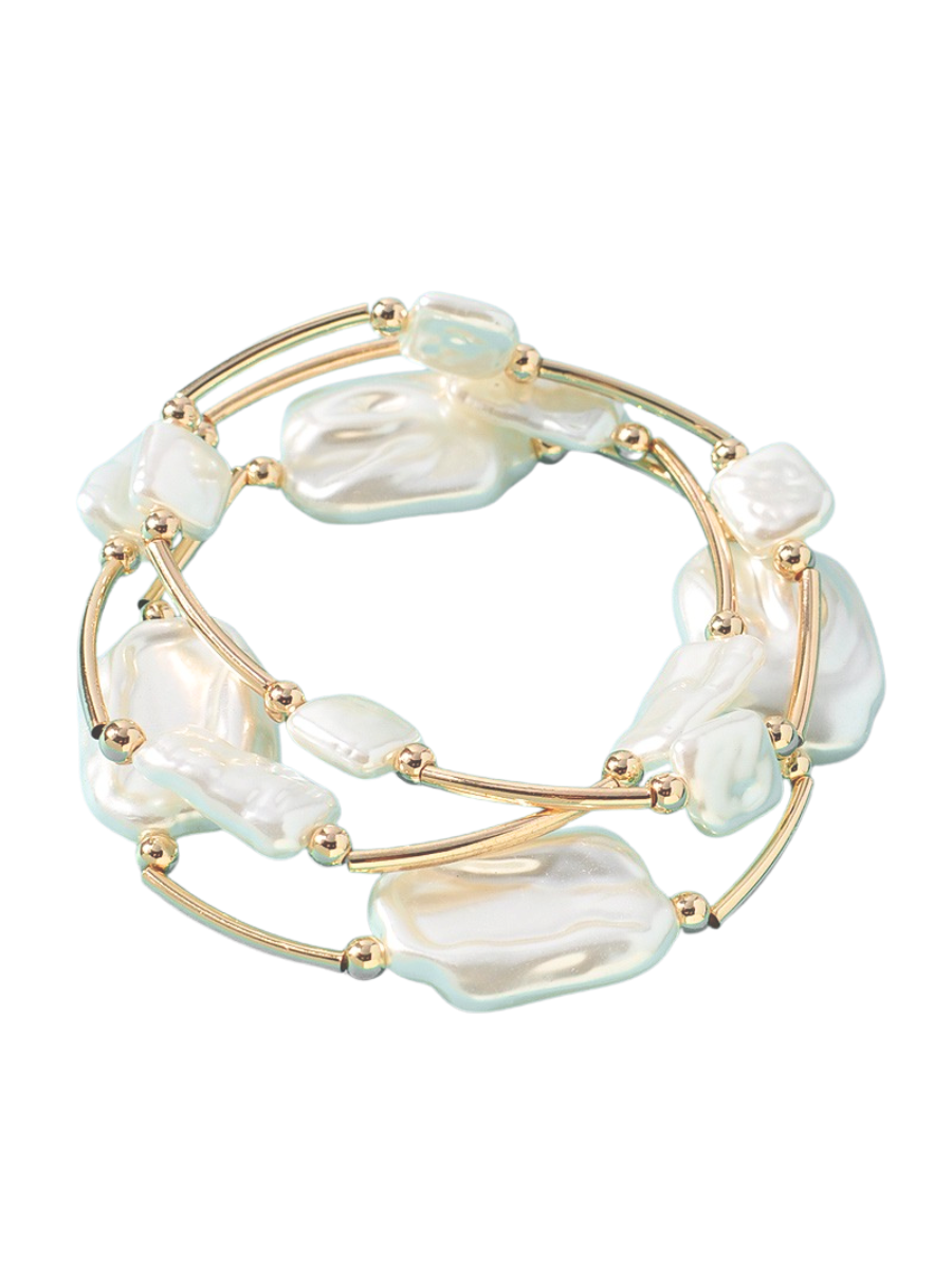 Timeless Pearl & Gold Beaded Stack Bracelets