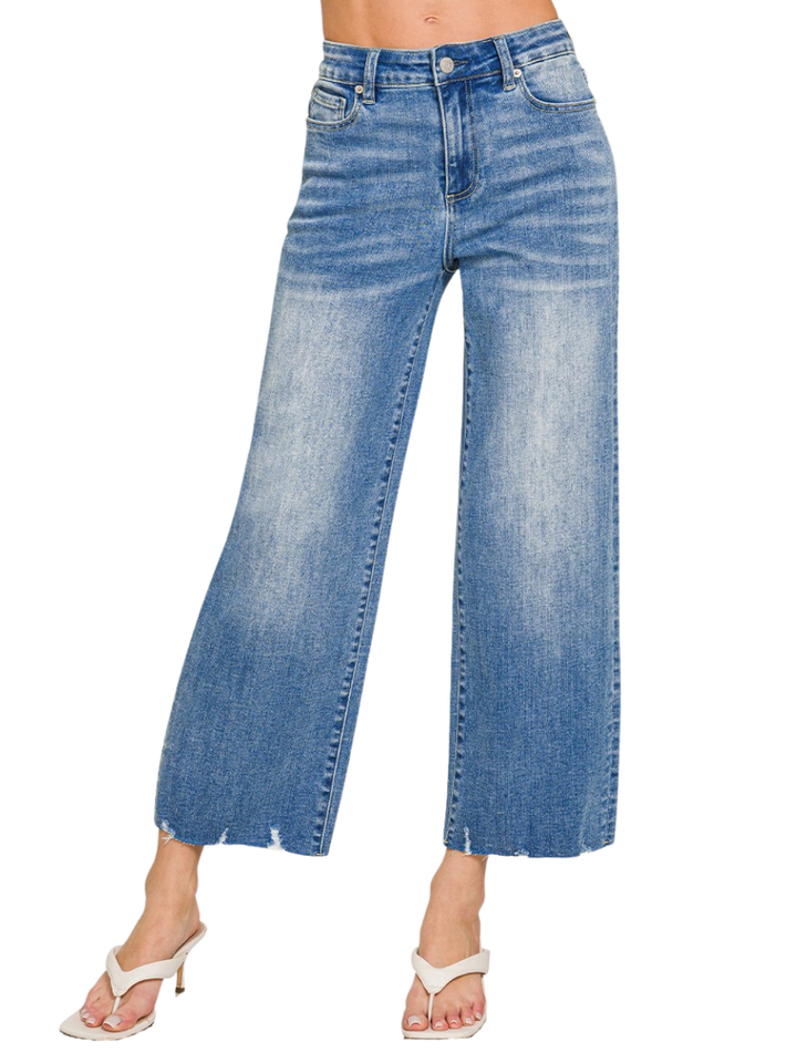 Lived In Raw Hem Cropped Jeans