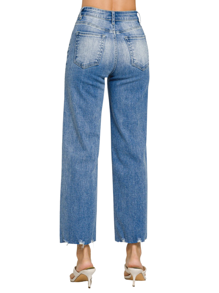 Lived In Raw Hem Cropped Jeans