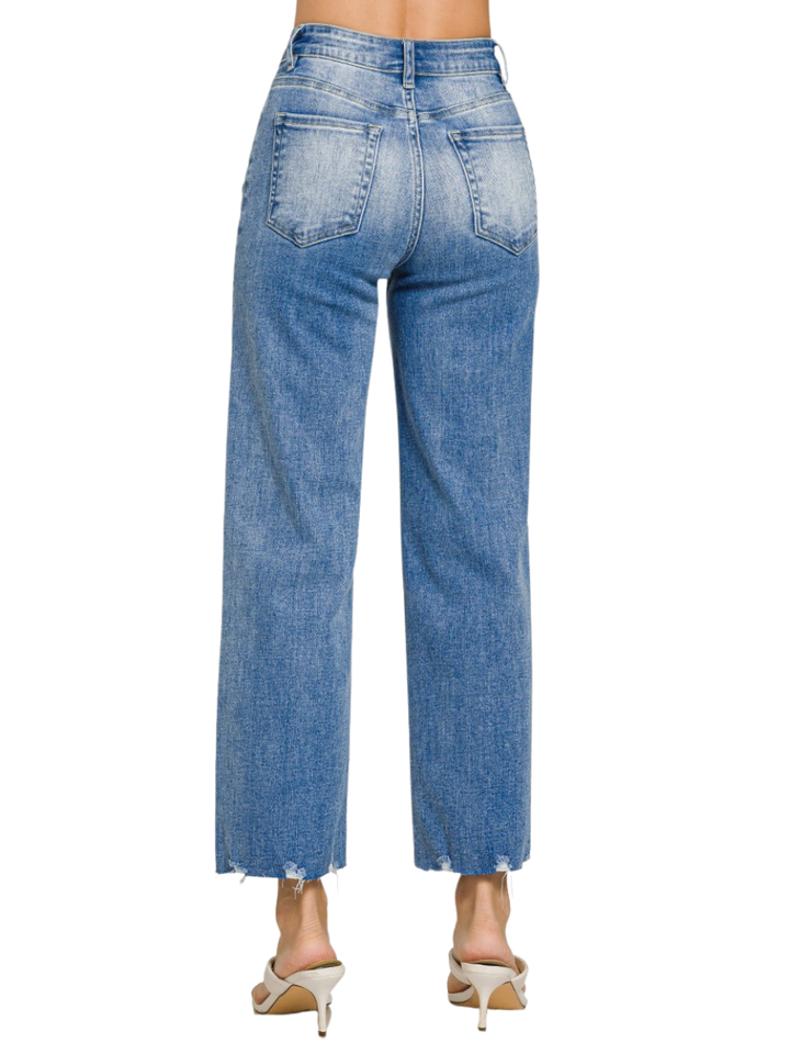 Lived In Raw Hem Cropped Jeans