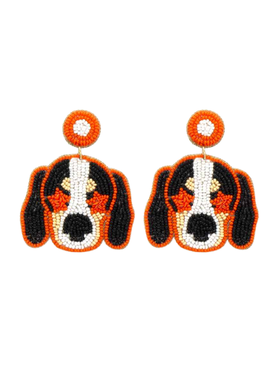 Beaded Hound Dog Post Earrings