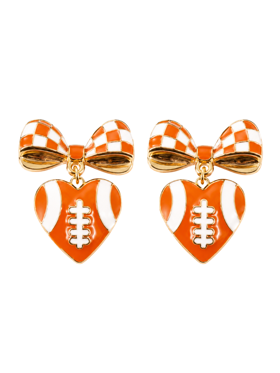 Ribbon Football Dangle Earrings