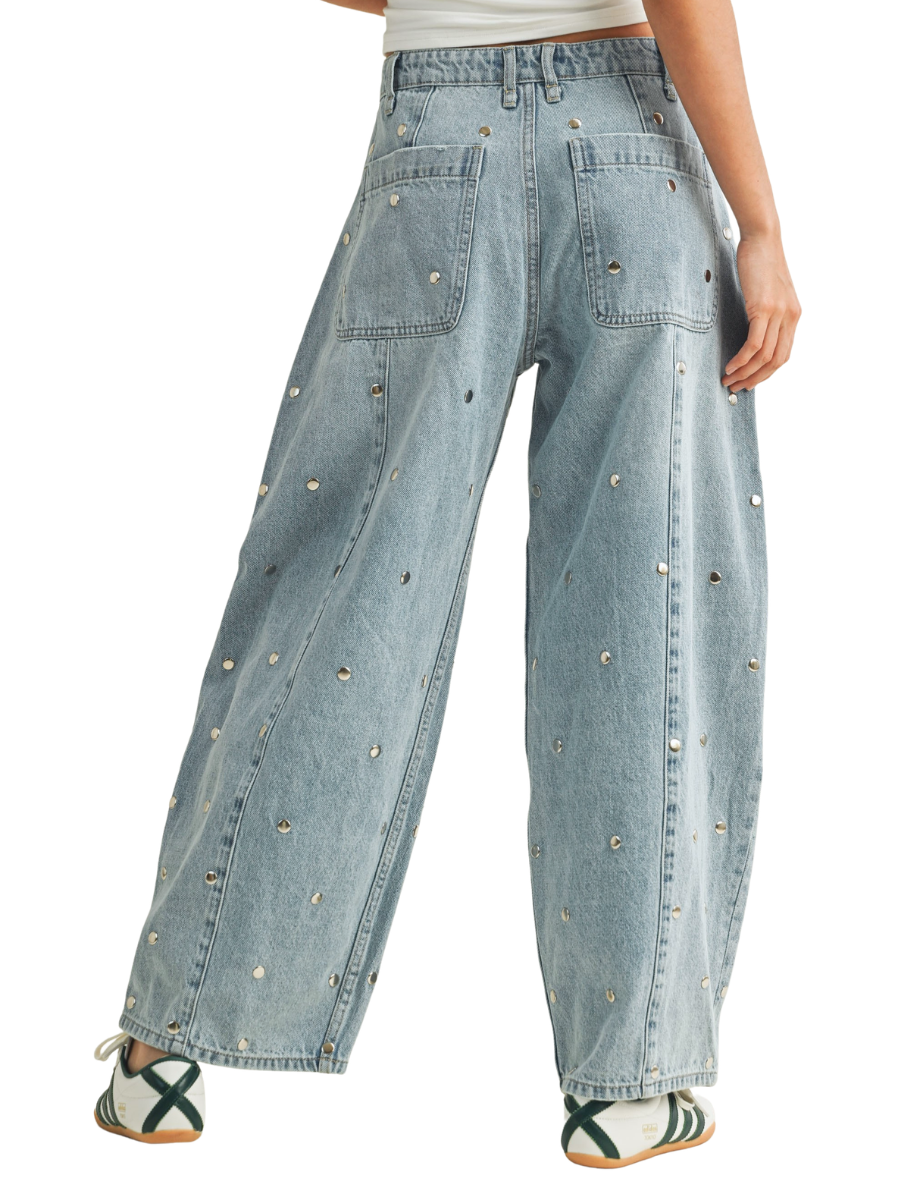 Silver Lining Studded Barrel Jeans