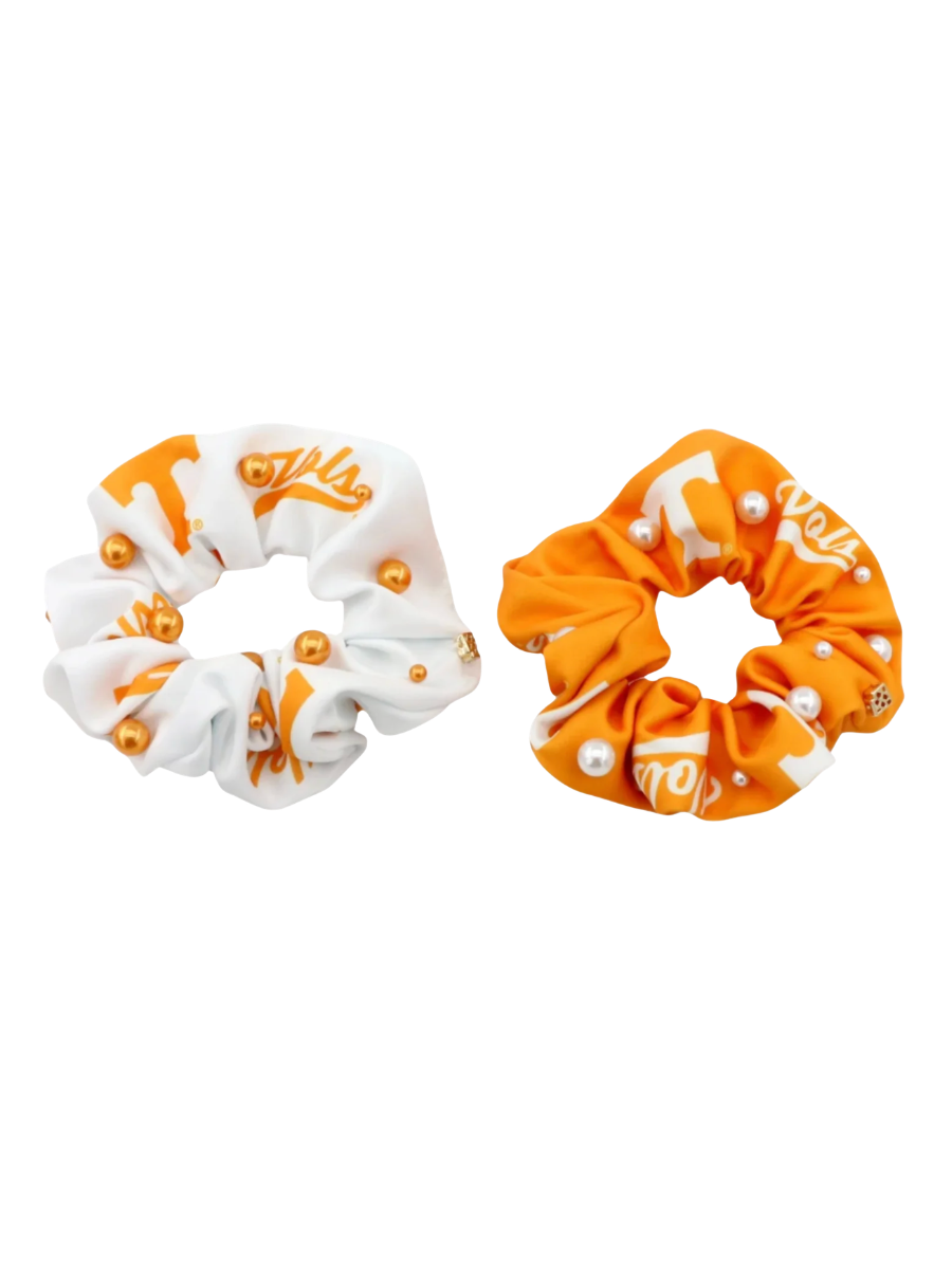 Tennessee White and Orange Dual Scrunchies