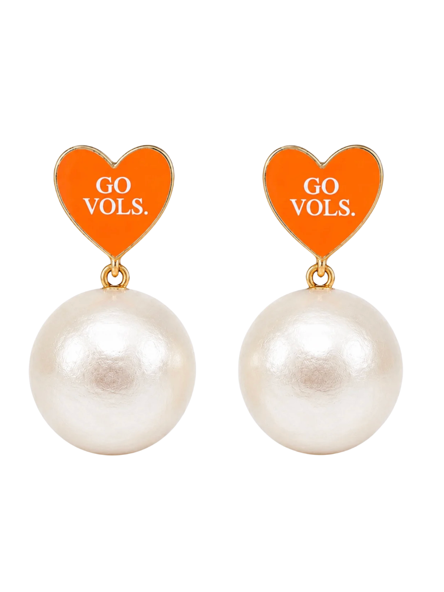 Tennessee Heart Pearl Drop Earrings