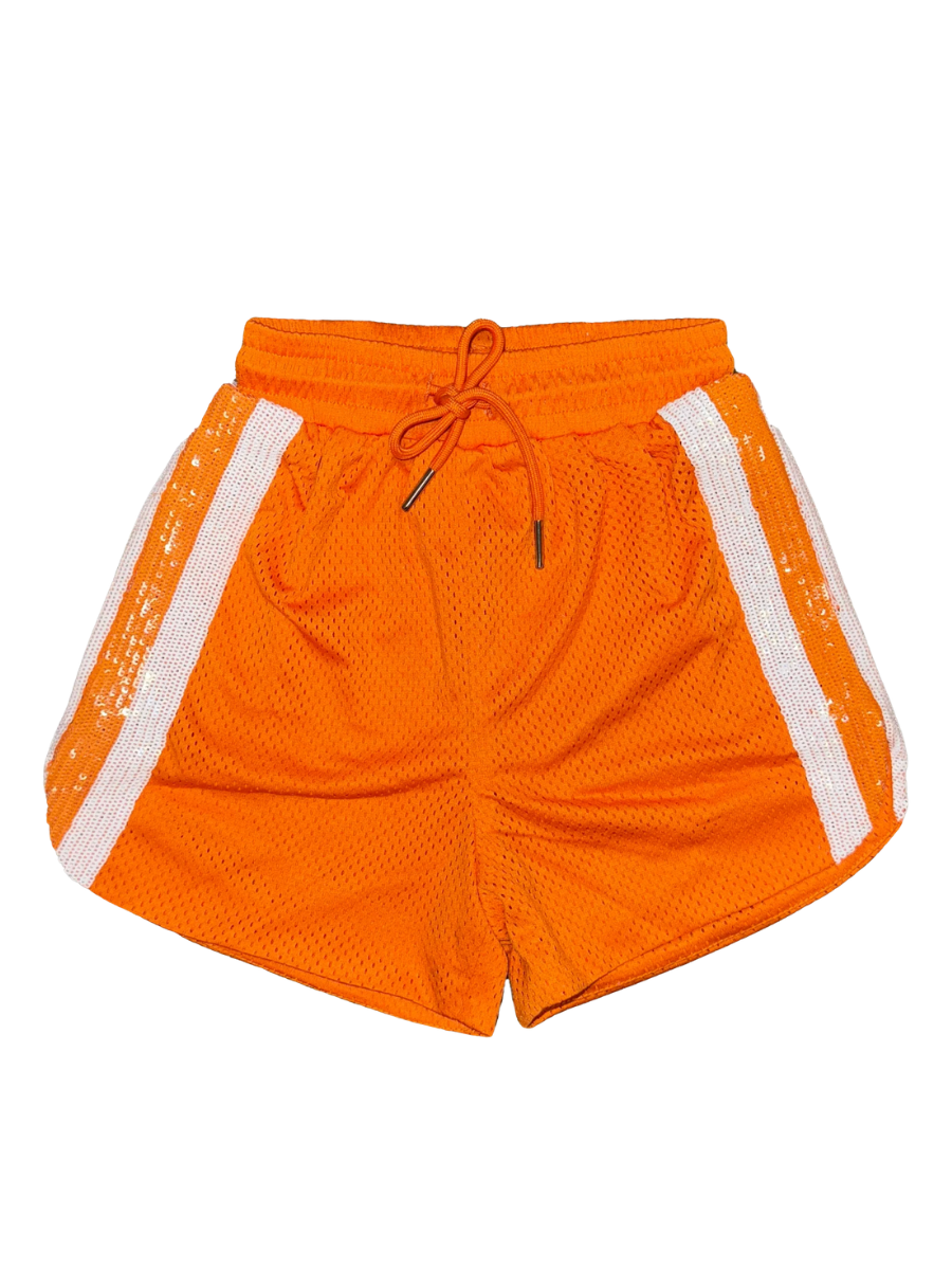 Youth Orange Sequin Stripe Shorts
