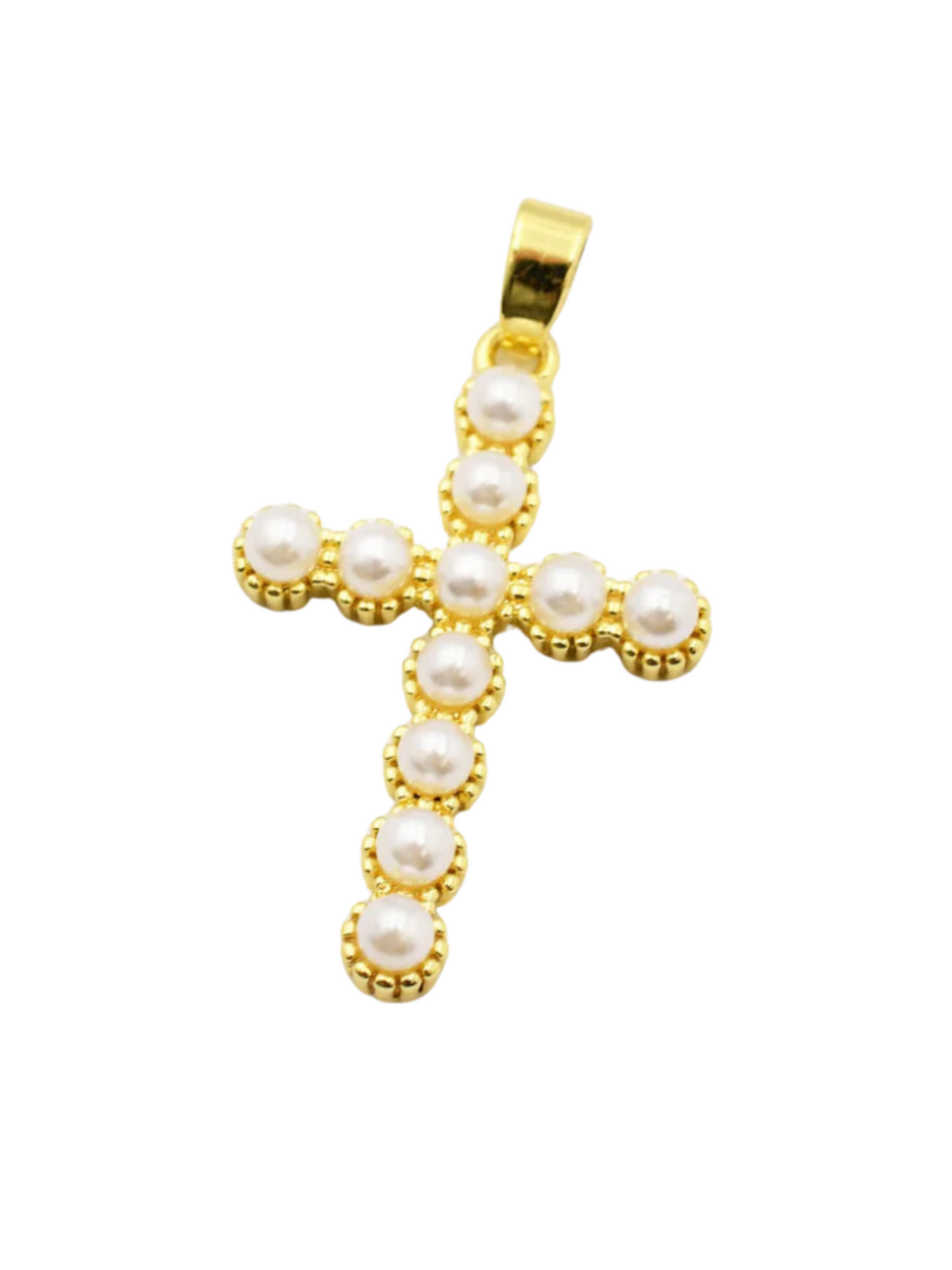 Small Pearl Cross Charm